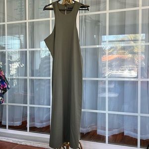 NBW army green racerback midi dress